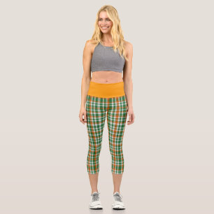 Leggings Capri Saint Patrick jour Irlande Drapeau gingham coloré
