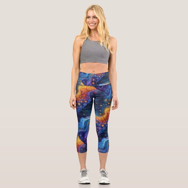 Leggings Capri Sauvage Et Funky/Orange/Bleu/Yoga Capris (Recto)