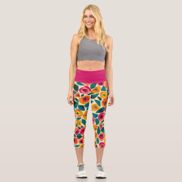 Leggings Capri Scattered Floral Love