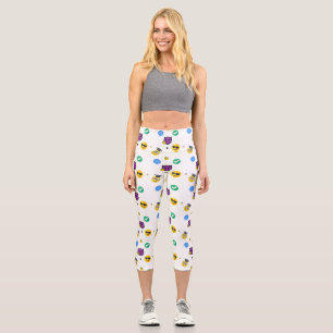 Leggings Capri Scholar, horreur, fantôme mignon émoticônes sur bl