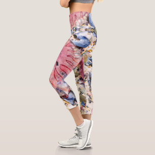 Leggings Capri Sea Shells Jellyfish Ocean Beach Vue
