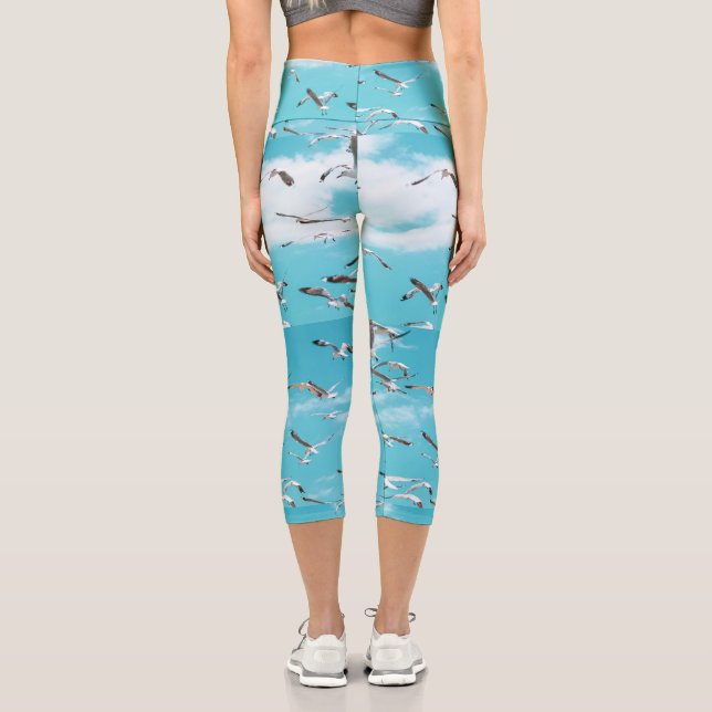 Leggings Capri Seagulles Volant Sky Ocean Thème de mer (Verso)