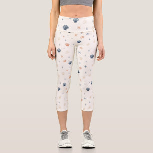 Leggings Capri Seashell Starfish Motif sans fil
