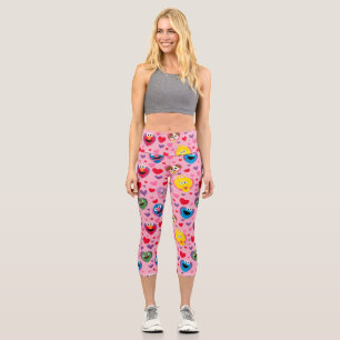 Leggings Capri Sesame Street Valentine Hearts Motif