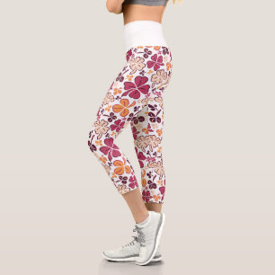 Leggings Capri Shamrock Motif de Clover rouge Saint Patrick`s Day