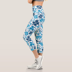 Leggings Capri Shamrock Motif de trèfle bleu Saint Patrick`s Day