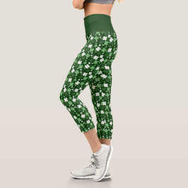 Leggings Capri Shamrocks verts, Saint Patrick's Day