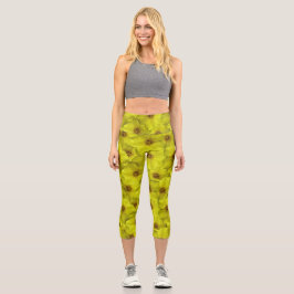 Leggings Capri Shrubby Cinquefoil Motif sans couture