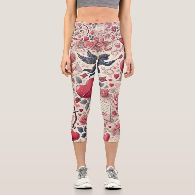 Leggings Capri Signé avec un Rose (Recto)