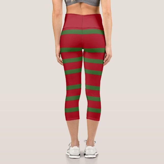 Leggings Capri Simplement rouge et vert Joyeux motif de Noël (Verso)