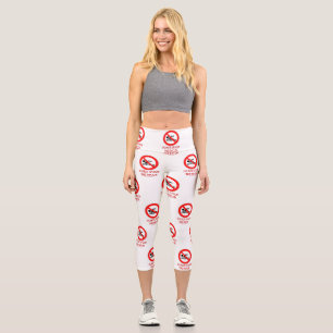 Leggings Capri SlipperyJoe's Do Not Spoon Bacon rouge avertisseme