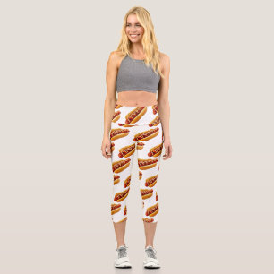 Leggings Capri SlipperyJoe's hot dog ambiance d'été BBQ niché dan