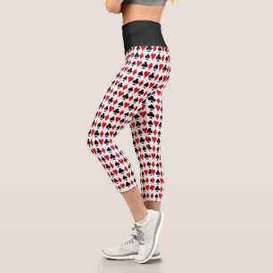 Leggings Capri Spade, Diamant, Club, Costume Cartes Coeur Lucky