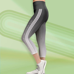 Leggings Capri Sportive avec texte moderne - Black Ombre