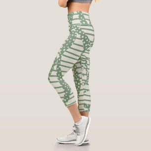 Leggings Capri Spots et bandes 2 - Vert