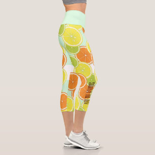 Leggings Capri Squeeze The Day - Mint Green Citrus Fruit Slices