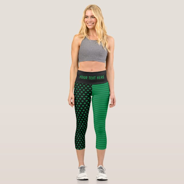 Leggings Capri St. Patrick's Day Shamrocks et stries (Recto)