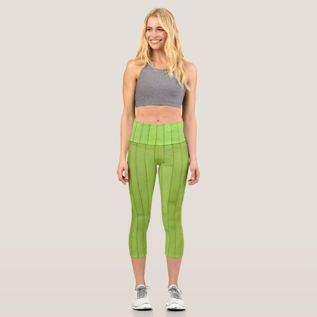 Leggings Capri Structure géométrique des tons verts (Recto)