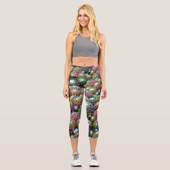 Leggings Capri Succulents colorés (Recto)