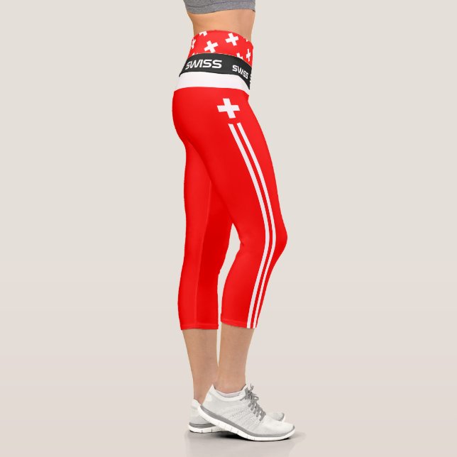 Leggings Capri Suisse & Drapeau suisse, Fitness, Sports  (Droite)