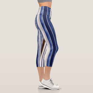 Leggings Capri Summer Navy Blue Trendy Boat Stripes Collection