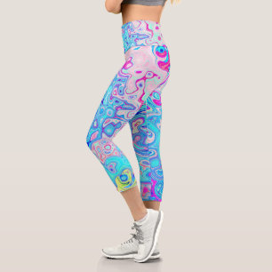 Leggings Capri Super Abstrait Retro Robin's Oeuf Blue Swirl