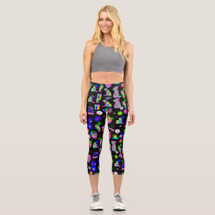 Leggings Capri super psychédélique medusa disco noir