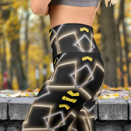 Leggings Capri Superbe cadre noir en Yoga Motif or