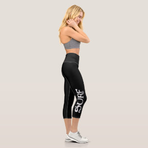 Leggings Capri Surf noir haut taille pantalon capris