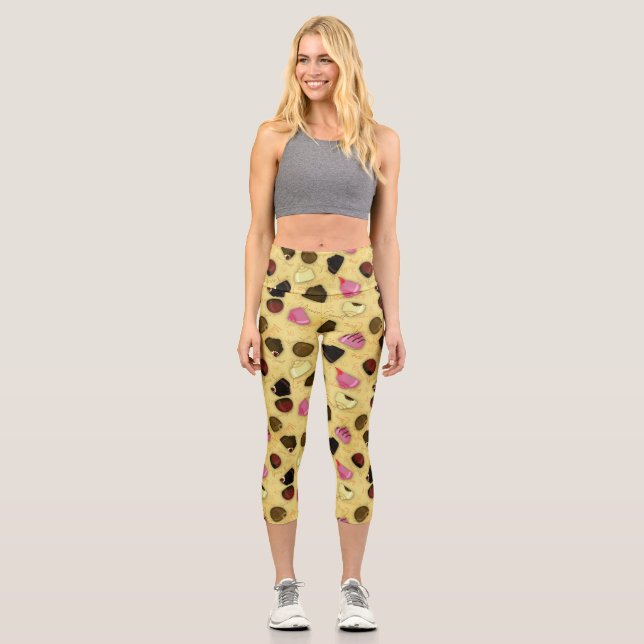 Leggings Capri Sweet Valentine - Saint Valentin Motif de bonbons (Recto)