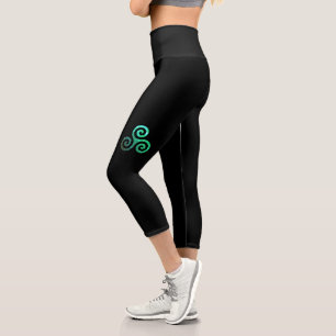 Leggings Capri Symbole celtique antique Emerald Triskele