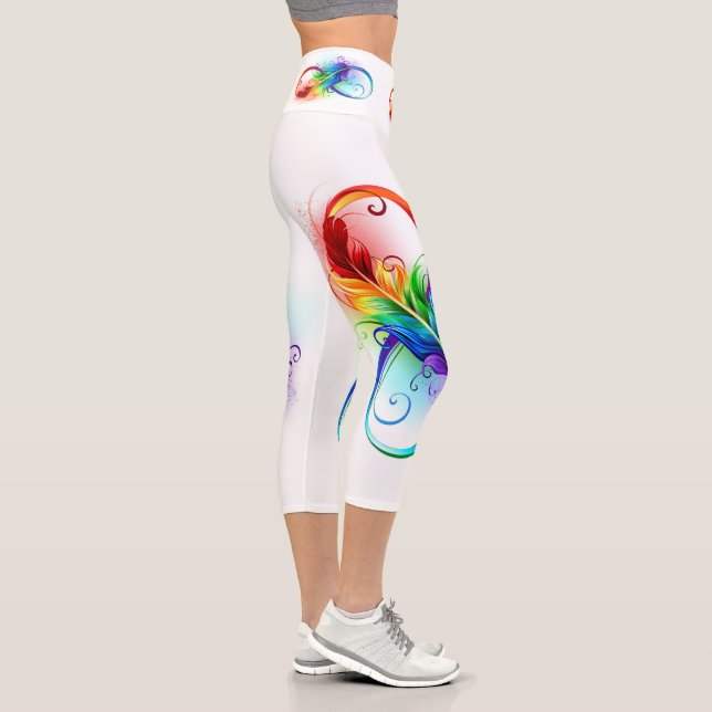 Leggings Capri Symbole d'infini avec plume arc-en-ciel (Droite)
