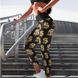 Leggings Capri SYMBOLE Dollar Noir & Or YOGA