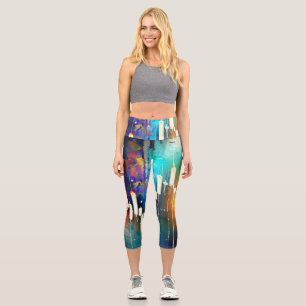 Leggings Capri Tableau de chandeliers colorés peinture abstraite