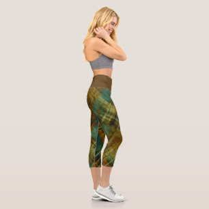 Leggings Capri Tartan Autum Détruit Vérifier Brown Wistband
