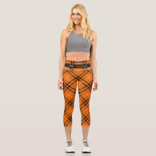 Leggings Capri Tartan orange d'Halloween