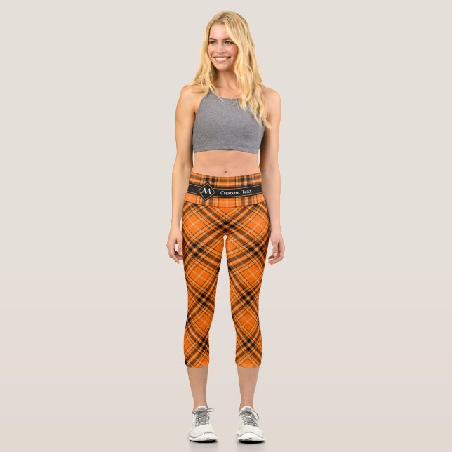 Leggings Capri Tartan orange d'Halloween (Recto)