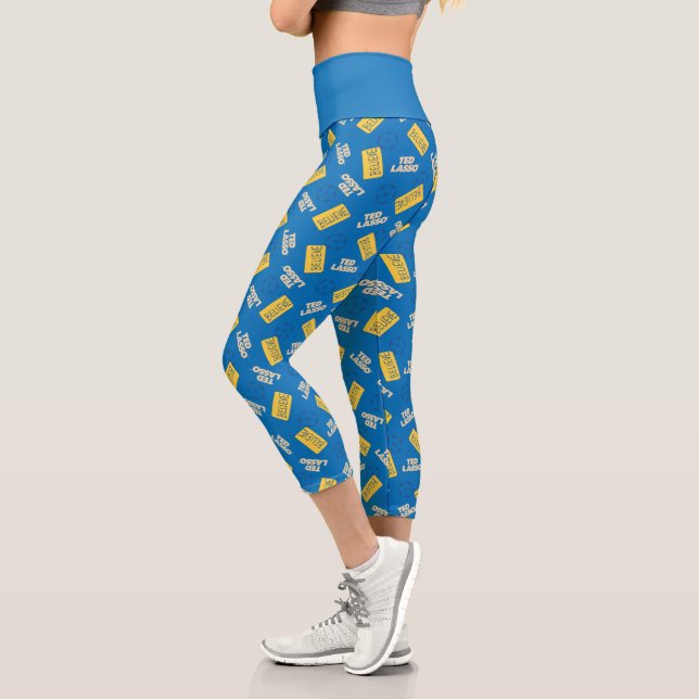 Leggings Capri Ted Lasso | Believe Sign and Ball Toss Pattern (Gauche)