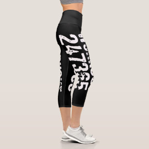 Leggings Capri Texte usé et rayé Workout 247365 blanc