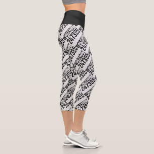 Leggings Capri Texte usé et rayé Workout 247365 noir