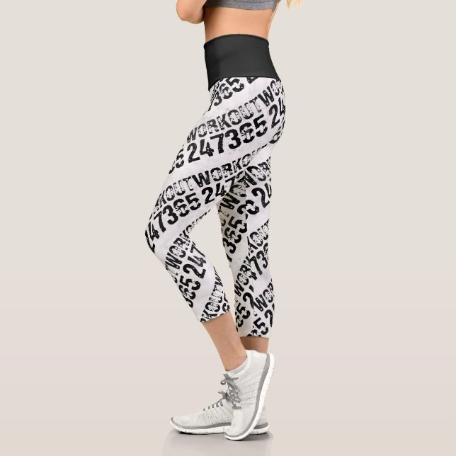 Leggings Capri Texte usé et rayé Workout 247365 rustique (Gauche)
