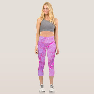 Leggings Capri Texture de marbre rose, effet de marbre