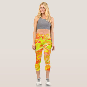 Leggings Capri Texture topographique abstraite en marbre de lave
