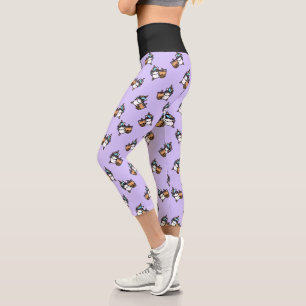 Leggings Capri Thé à bulle mûre et licorne