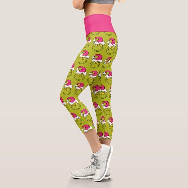 Leggings Capri The Grinch in Pink Santa Hat (Gauche)