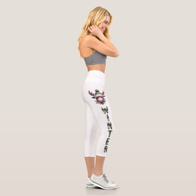 Leggings Capri Thème Moose d'hiver (Droite)
