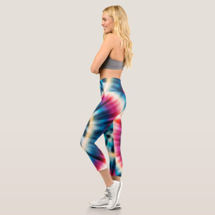 Leggings Capri Tie Dye Rouge Blanc Bleu - Cadeau