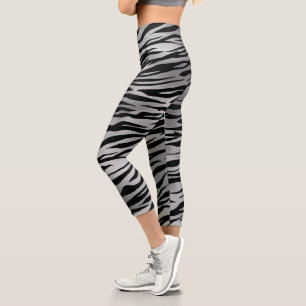 Leggings Capri Tiger Grandes Fourrure animale Métallurgique Argen