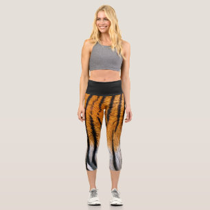 Leggings Capri Tiger peau noir Capris haut taille