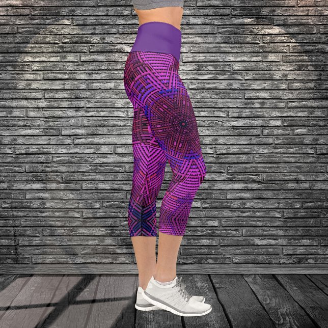 Leggings Capri Tisser Mandala rose violet et bleu (Créateur téléchargé)